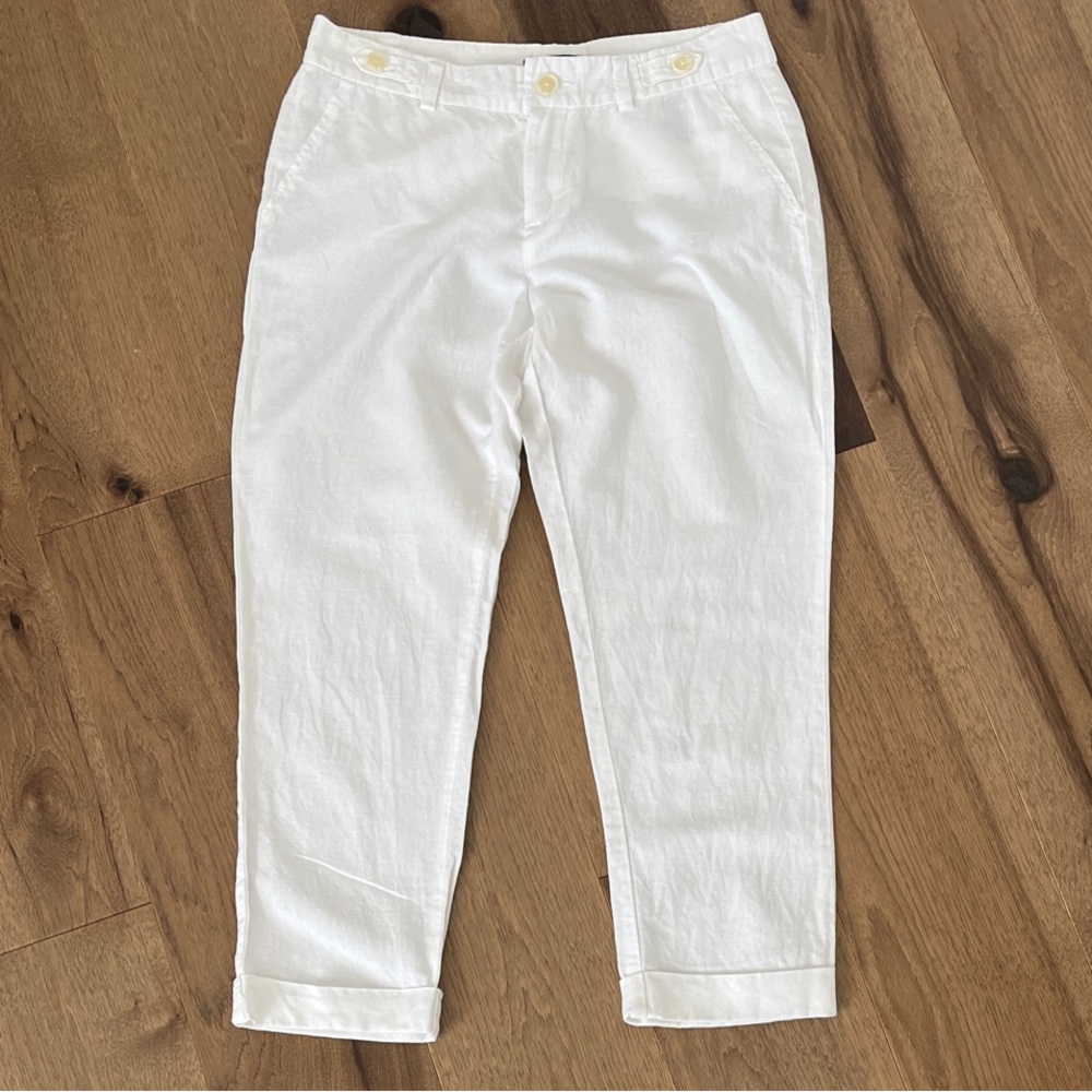 Banana Republic Factory White Linen Crop Pants - Size 4 - New Condition